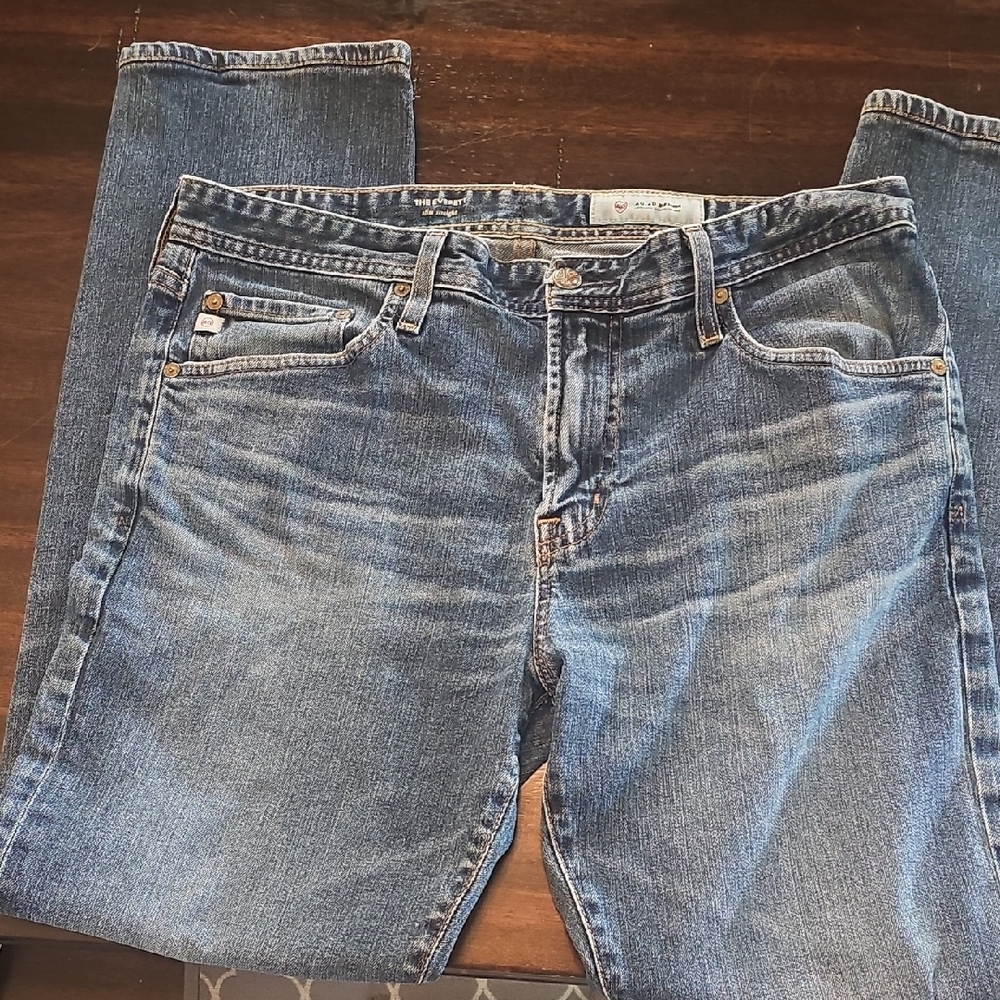 Ag Adriano Goldschmied Blue Straight Jeans Timeless Style